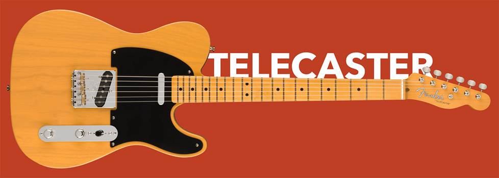 Blond Telecaster on a red background