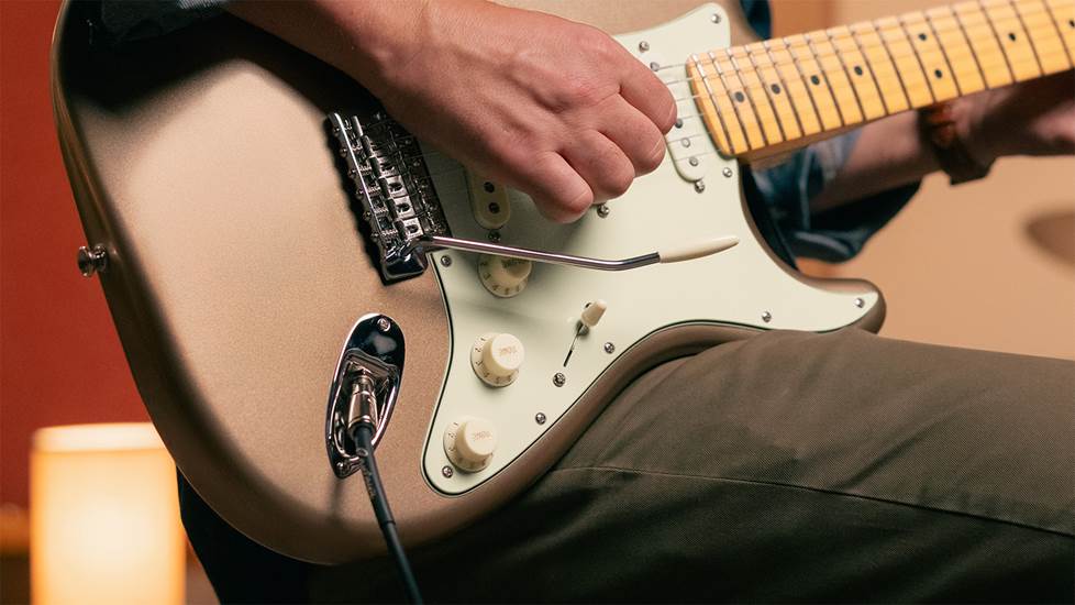 Close up of Stratocaster being played