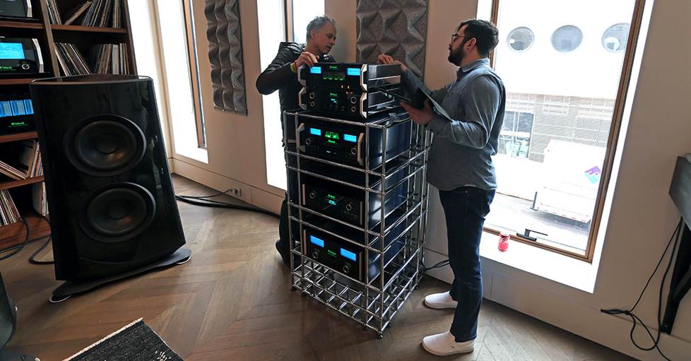 Rack of McIntosh gear at McIntosh House of Sound