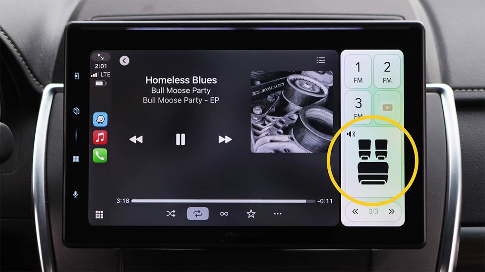 Dash photo of head unit showing seating position