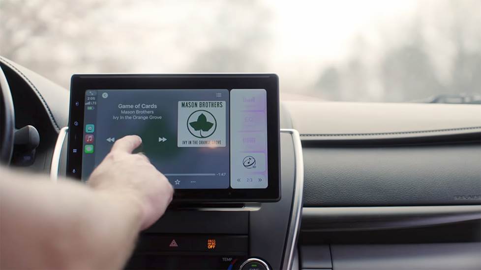 Pioneer Sphera car stereo in use in a car's dash