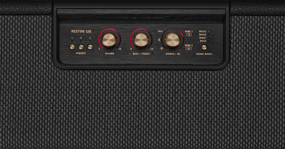Marshall Heston 120 sound bar control panel closeup