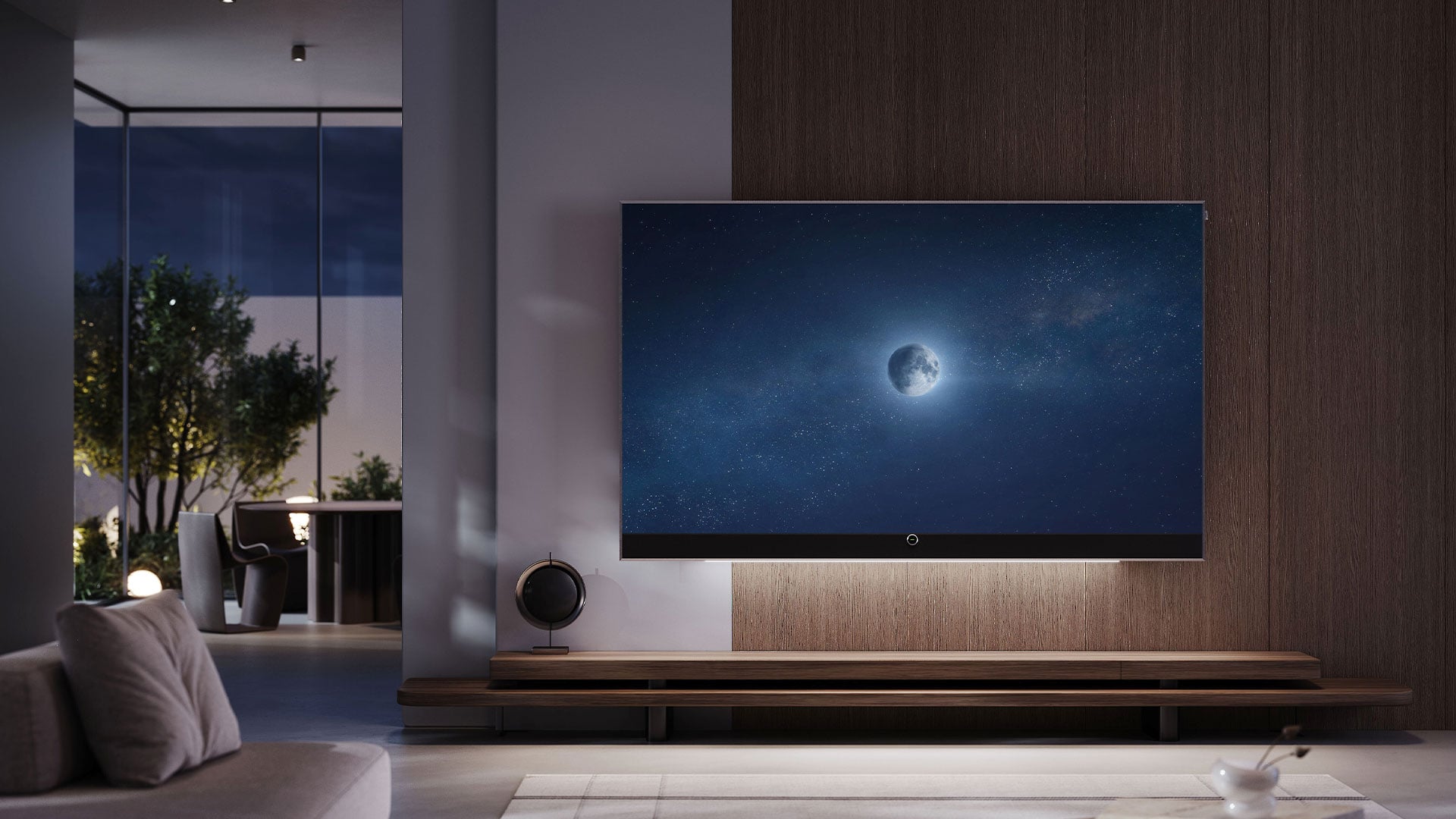 Picture of Loewe Stellar TV in a luxurious living room