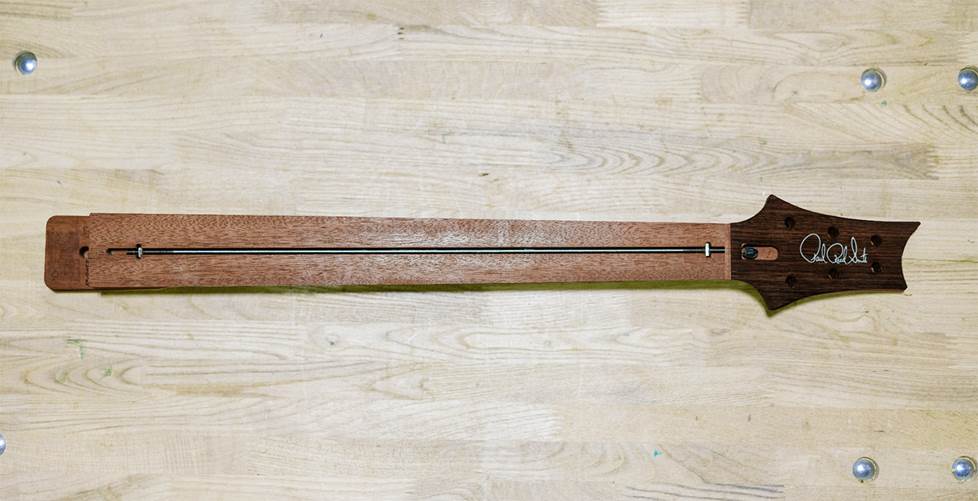 guitar neck with fretboard removed