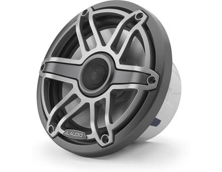 【アウトレット】♥Barker Ellis　銀メッキ製　オーバルミニトレイ JL Audio M6-880X-S-GmTi (Gunmetal Sport Grille and Titanium Grille