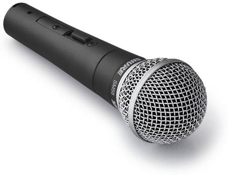 Shure SM58S Cardioid dynamic microphone with on/off switch at