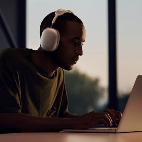 Man wearing Apple AirPods Max