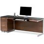 BDI Sequel 6001 Desk Walnut shown with Sequel 6005 file pedestal (pedestal, computer and office supplies not included)