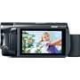 Canon VIXIA HF M500 Left side, display flipped, battery attached
