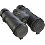Nikon Monarch 5 12x42 Binoculars Front, 3/4 view, with flip-up lens objective caps in place