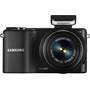 Samsung NX2000 Smart Camera with 2.5X Zoom Lens Kit Front, straight-on, with included flash unit
