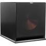 Klipsch Reference R-115SW Angled front view of sub with grille on