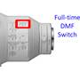 Sony FE 400mm f/2.8 GM OSS Full-time DMF switch lets you engage manual focus by rotating the focus ring