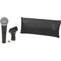 Shure SM58S Shown with the included zippered case, 180° adjustable mic stand mount, and mic stand adapter