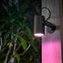 Philips Hue Lily White/Color Outdoor Spotlight Base Kit (600 lumens) Shown mounted on a wall