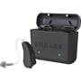 Lucid Hearing Engage™ (Rechargeable) Front, showing Engage hearing aid and included charging case