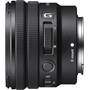 Sony SELP1020G PZ 10-20mm f/4 Left side view showing focus hold button, zoom lever, and AF/MF switch