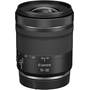 Canon RF 15-30mm f/4.5-6.3 IS STM Side view, angled forward, with included rear dust cap