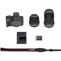 Canon EOS R100 Two Zoom Lens Kit Shown with included accessories
