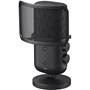 Sony ECM-S1 With plosive-suppressing pop filter attached