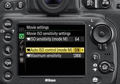 Nikon D810 ISO settings menu