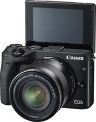 Canon EOS M3 with touchscreen facing forward