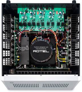 top view of inside of Rotel 1585MKII amplifier