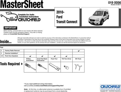 Crutchfield MasterSheet instructions
