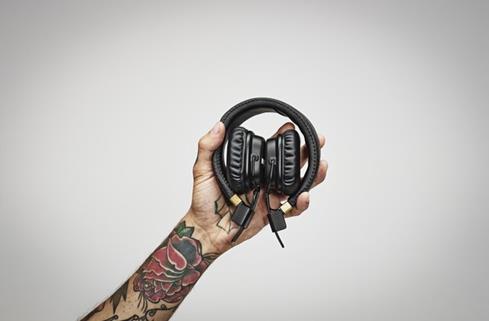 The Marshall Major II headphones fold into an easy to carry bundle