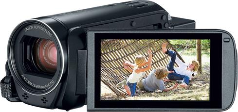 A 3" tilting LCD touchscreen on the Canon VIXIA HF R800 helps frame and review shots, including selfies