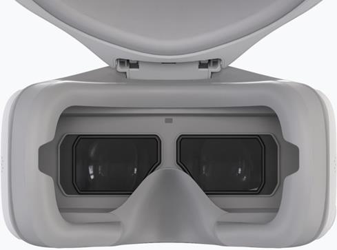 See what your drone sees with the dual HD viewscreens inside DJI's FPV goggles.