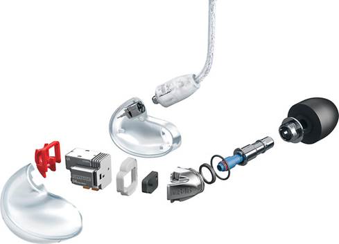 Exploded view of the SE846 earphones