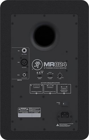 Back panel of Mackie MR824 powered studio monitor