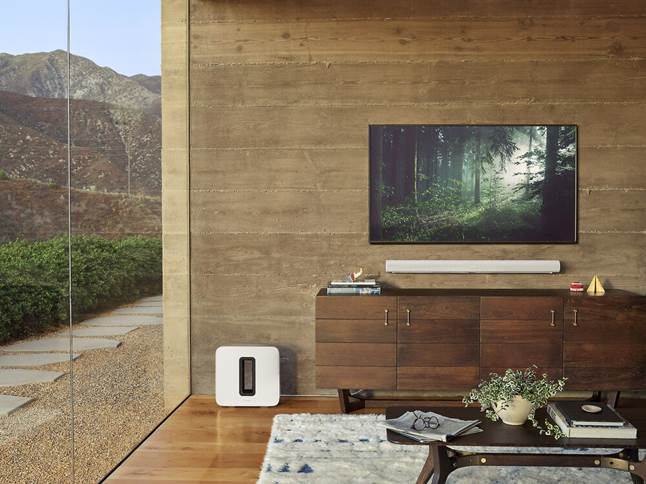 Sonos Arc sound bar and Gen 3 Sub in modern living room.