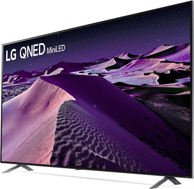 LG 75QNED85UQA angled to the side