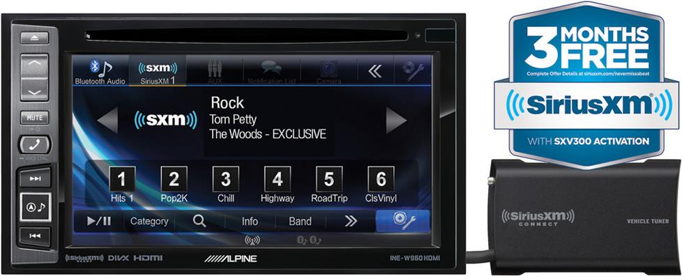 Alpine INE-W960HDMI navigation receiver with SiriusXM SXV300 satellite radio tuner