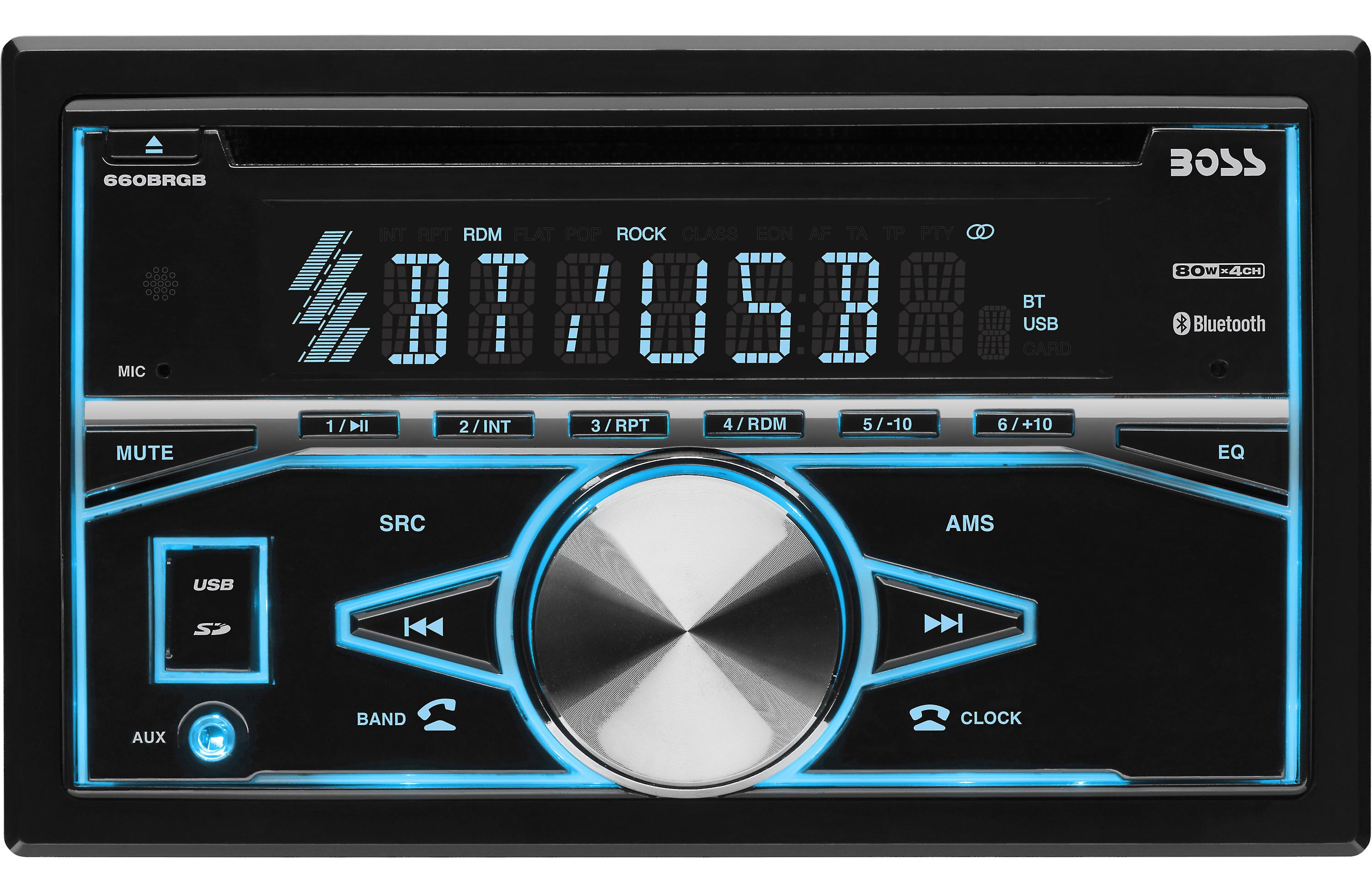 Boss 660brgb Double Din Bluetooth In Dash Cd Sd Usb Player Car