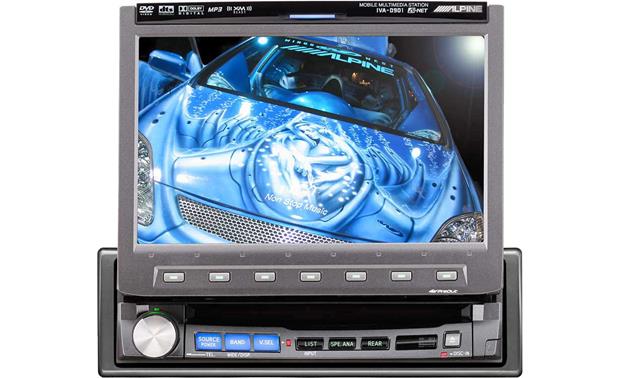 tear down good looking Broom Alpine IVA-D901 DVD/CD/MP3 receiver with retractable 7" LCD monitor at  Crutchfield