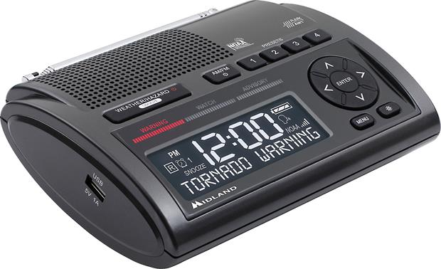 Midland WR400 Deluxe NOAA weather alert radio and dual alarm clock at