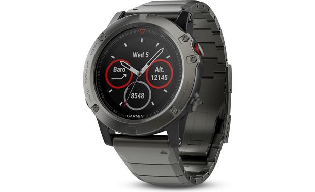 Garmin Fenix 5X Edition (Slate gray with metal band) GPS multisport training smartwatch built-in monitor Crutchfield