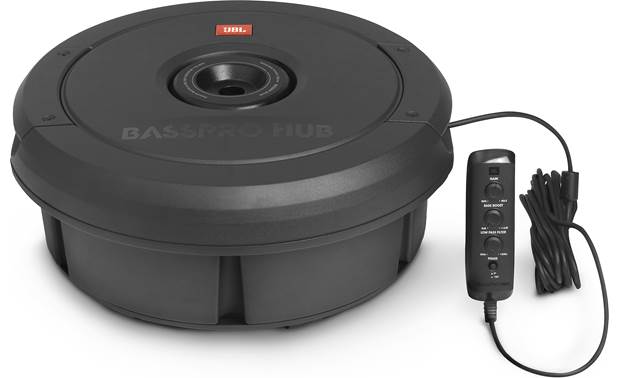 Jbl Basspro Hub Powered 11 Subwoofer Enclosure With 200 Watt Amp Mounts To Hub Of Spare Tire At Crutchfield