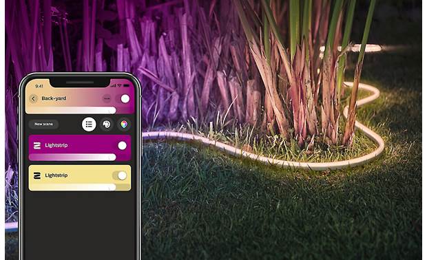 Philips Hue White and Color Ambiance Lightstrip Outdoor Set the scene using the mobile app