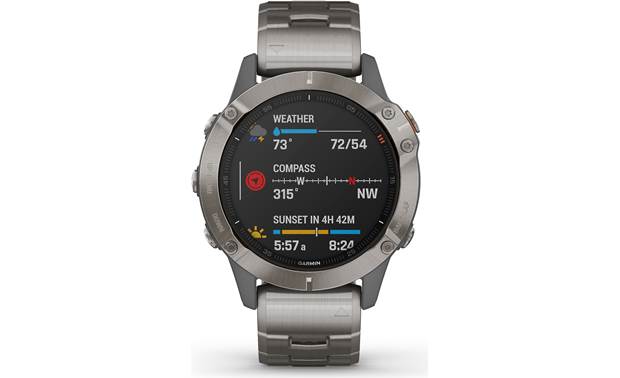 fenix 6 Sapphire (Titanium bezel, vented titanium band) GPS multisport training smartwatch with music player — 1.3" display at Crutchfield