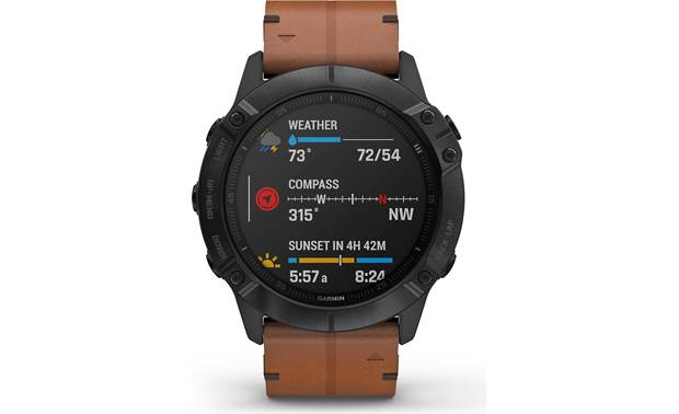 Garmin fenix 6X Sapphire (Black DLC bezel, chestnut leather band