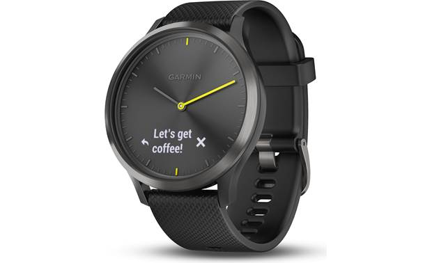 Garmin vivomove® HR (Large Sport model, black w/slate hardware) Hybrid smartwatch with heart rate Crutchfield