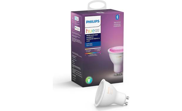 Customer Reviews: Philips Hue GU10 White and Color Ambiance Bulb (250  lumens) Adjustable color and white smart mini flood with Bluetooth® at  Crutchfield