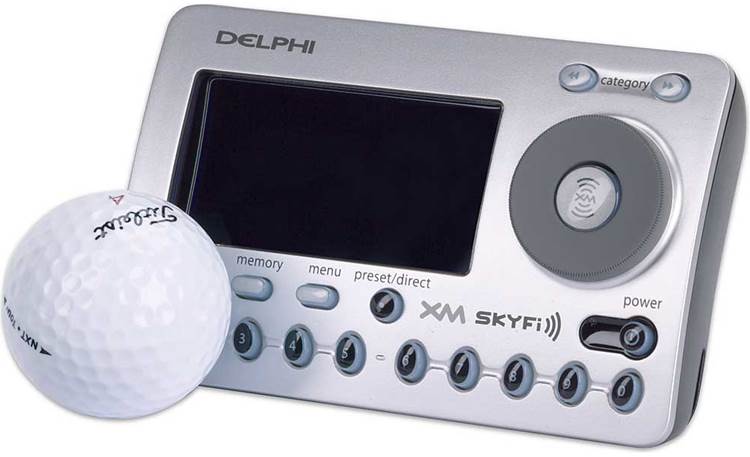 Delphi SKYFi™ With golf ball <br>(for scale)
