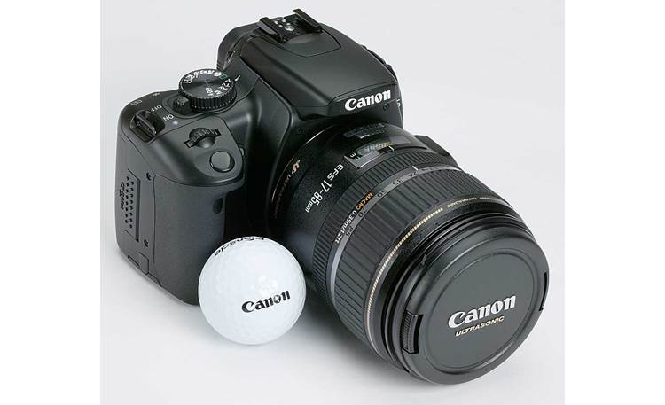 Canon Digital Rebel XTi Kit With golf ball (for scale)