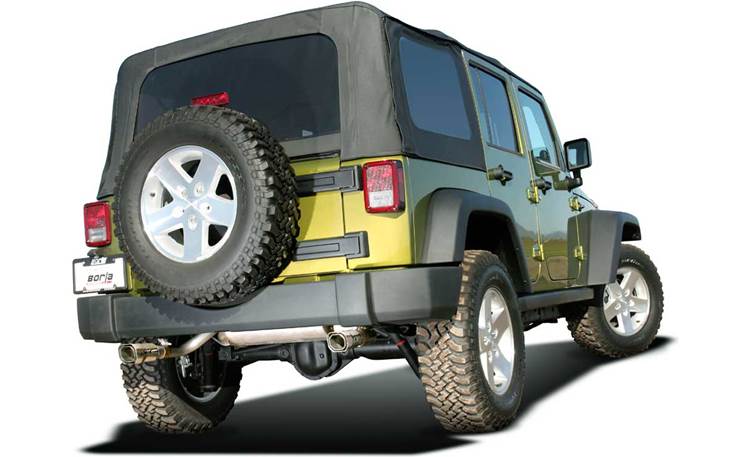 Borla Exhaust System 140218 Fits 2007-up Jeep Wrangler Unlimited series  (with  V6 engine) Single tip, split rear exit at Crutchfield