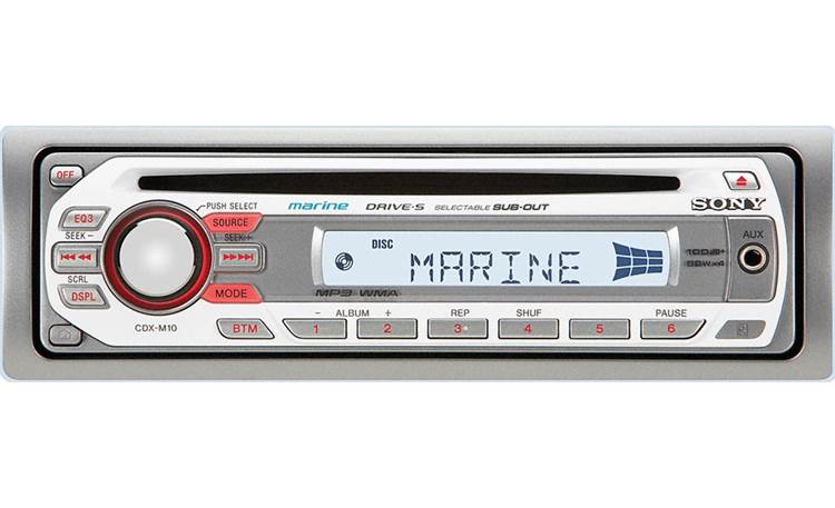 Sony CDX-M10 Marine CD receiver with front-panel auxiliary input